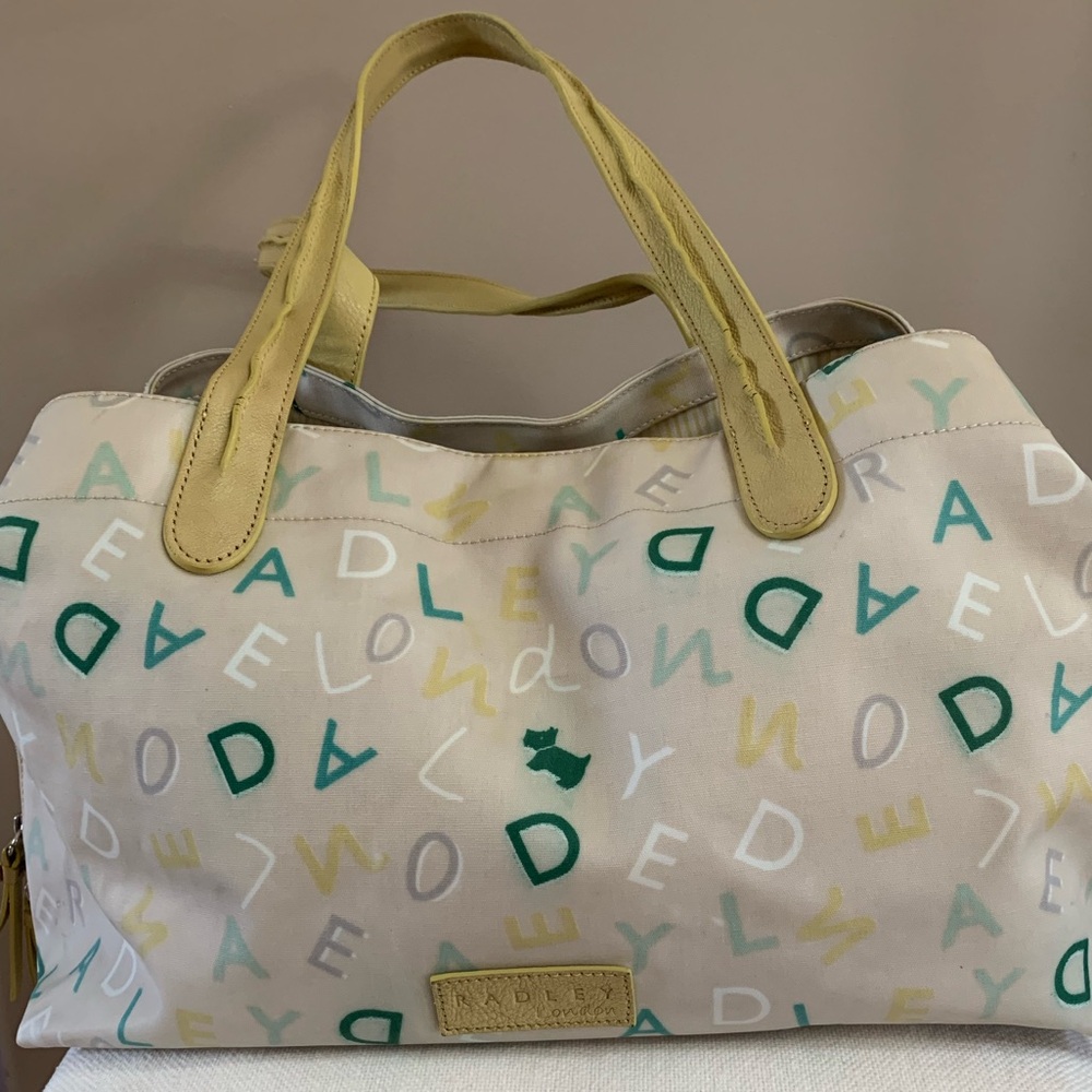Radley London Cream Tote with Yellow and Green Accents